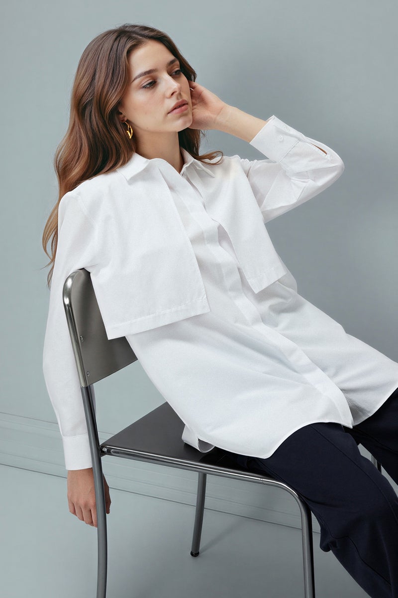 DeFacto White Woman Regular Fit Poplin Long Sleeve Tunic Casual - Image 1